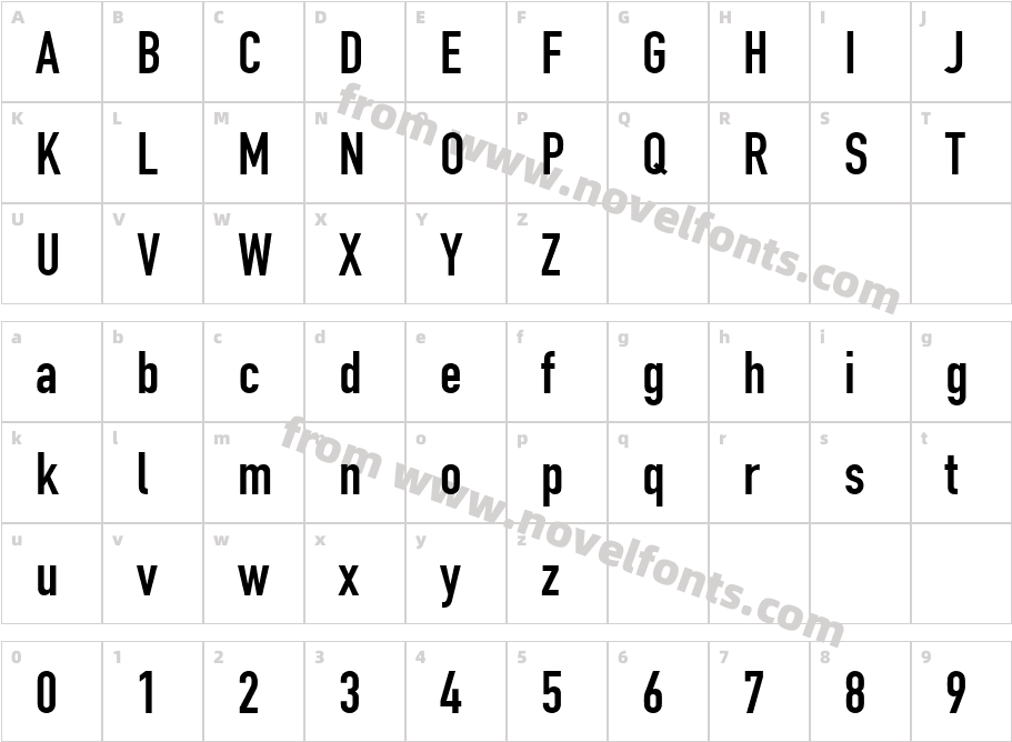 DIN Condensed BoldCharacter Map