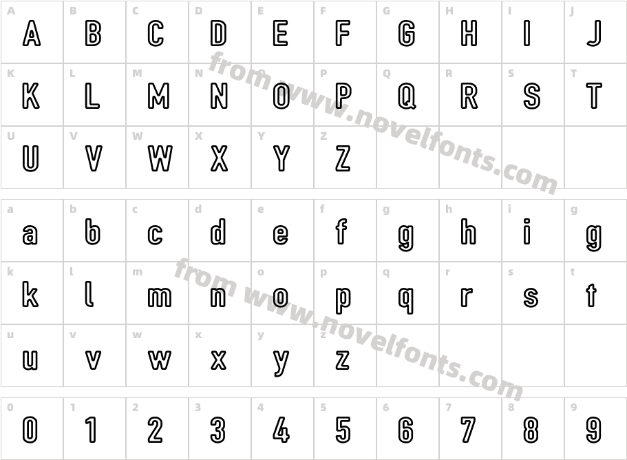 DIN Rundschrift Breit KonturCharacter Map