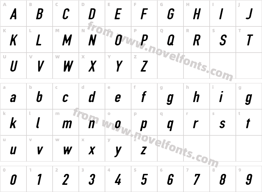 DIN Rundschrift MittelKursivCharacter Map