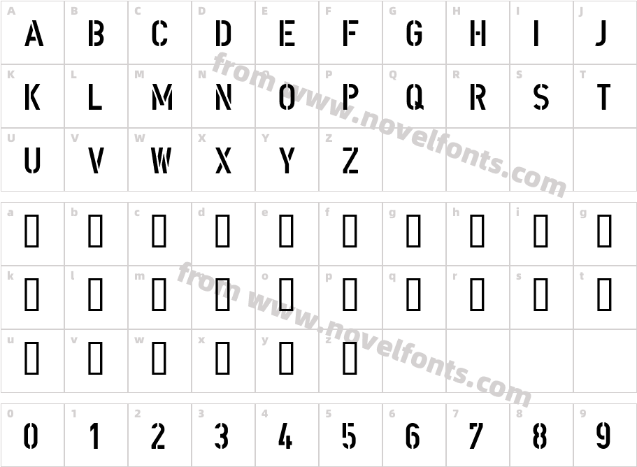 DIN SchablonierschriftCharacter Map