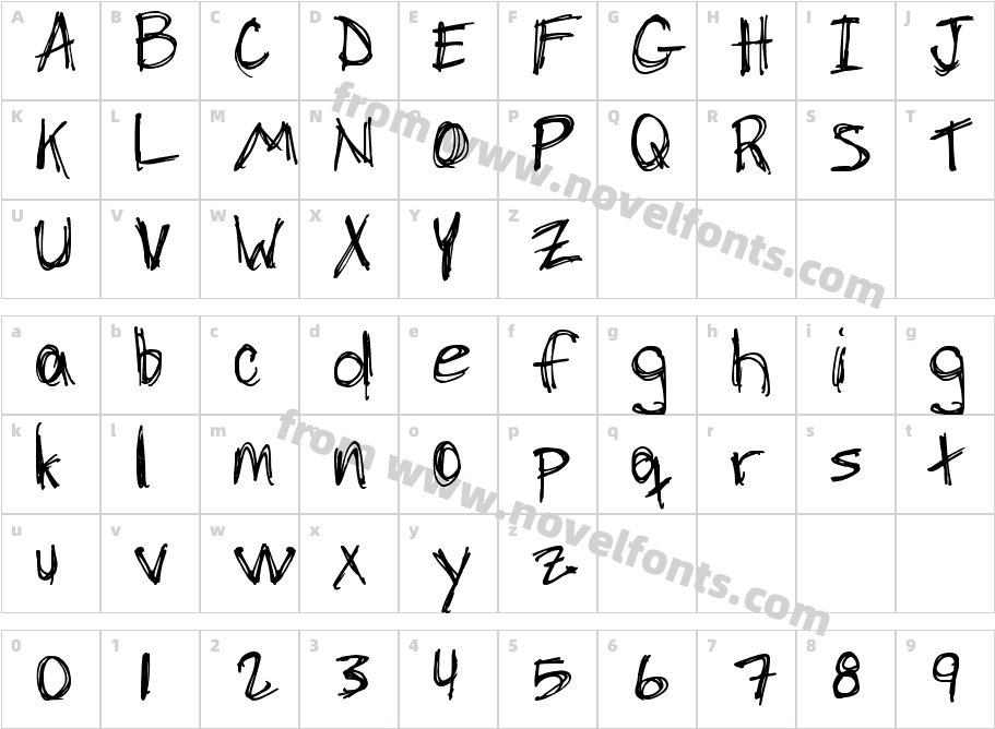 DJB Chicken SkratchezCharacter Map