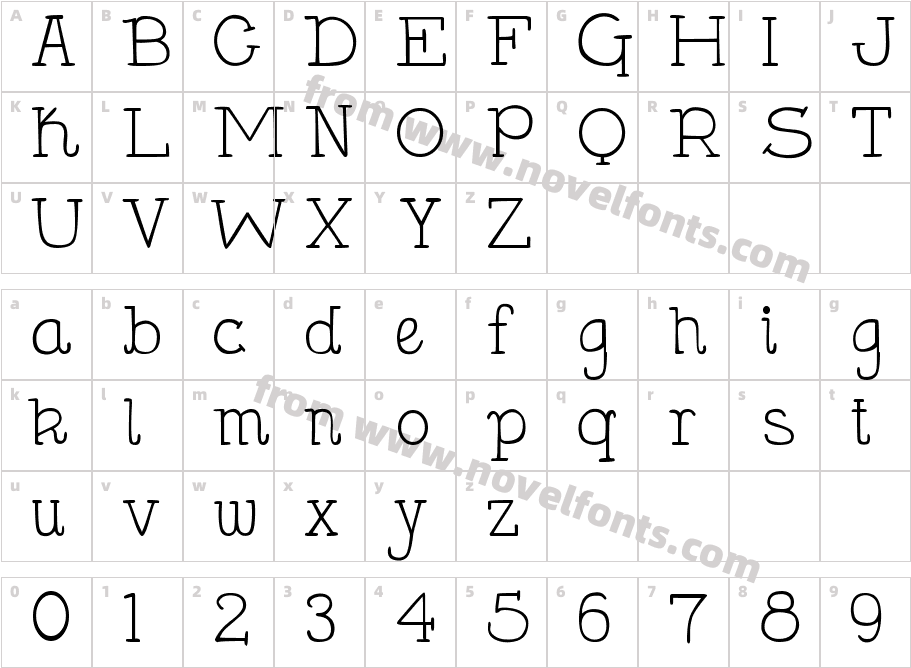 DJB Holly SerifCharacter Map