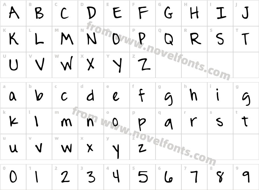 DJB Journaling FontCharacter Map