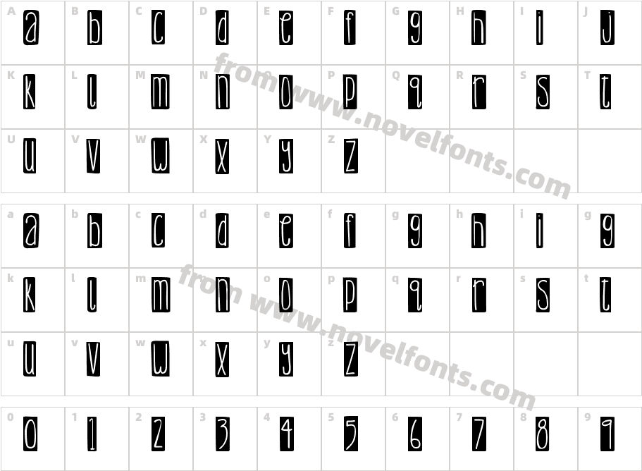 DJB Lemon Head Blocked BoldCharacter Map