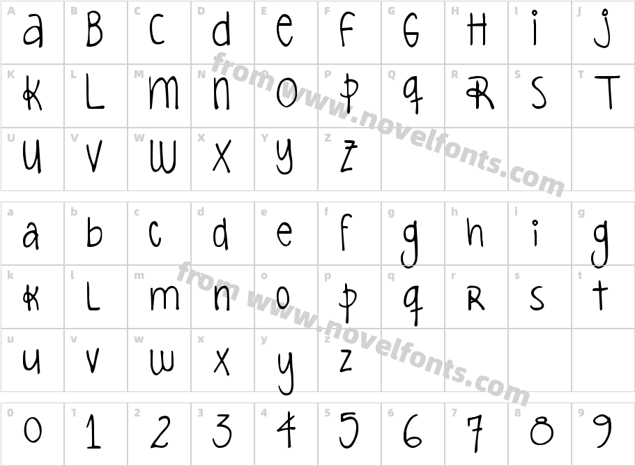 DJB Rubia TuesdayCharacter Map