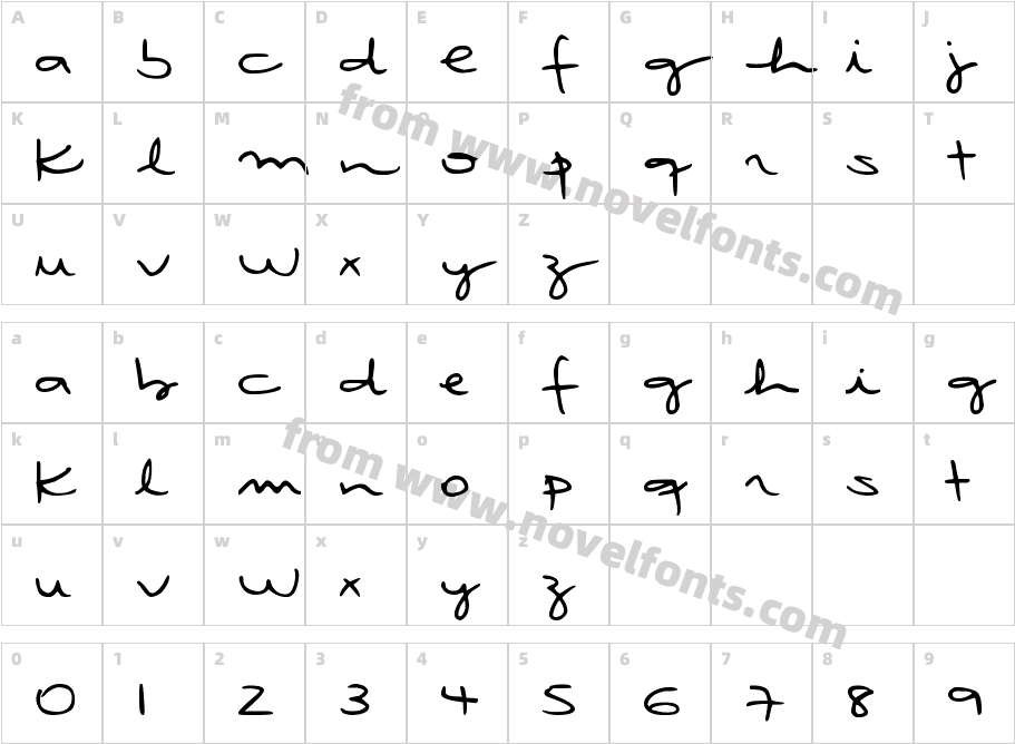 DJB Rubia's Tiny ScriptCharacter Map