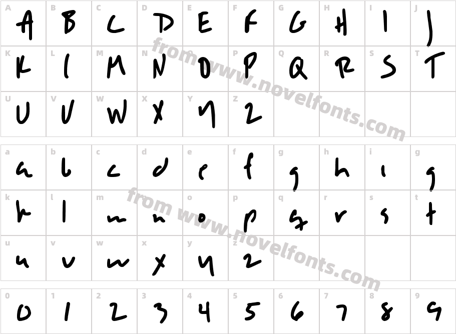 DJB SLOPPYJOCharacter Map