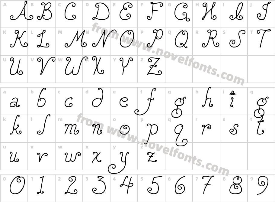 DJB SQUIRLY QCharacter Map