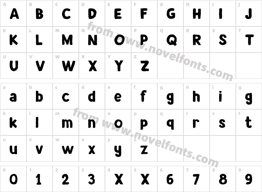 DK Avontuur RegularCharacter Map