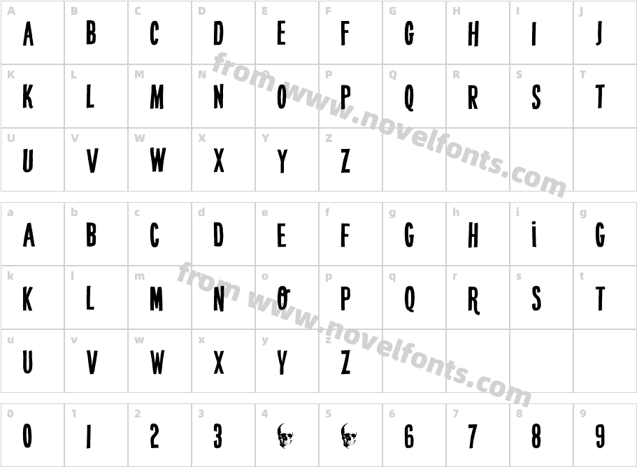 DK Crypt RegularCharacter Map