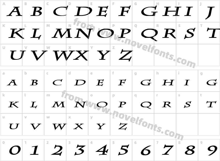 Chaz Extended Bold ItalicCharacter Map