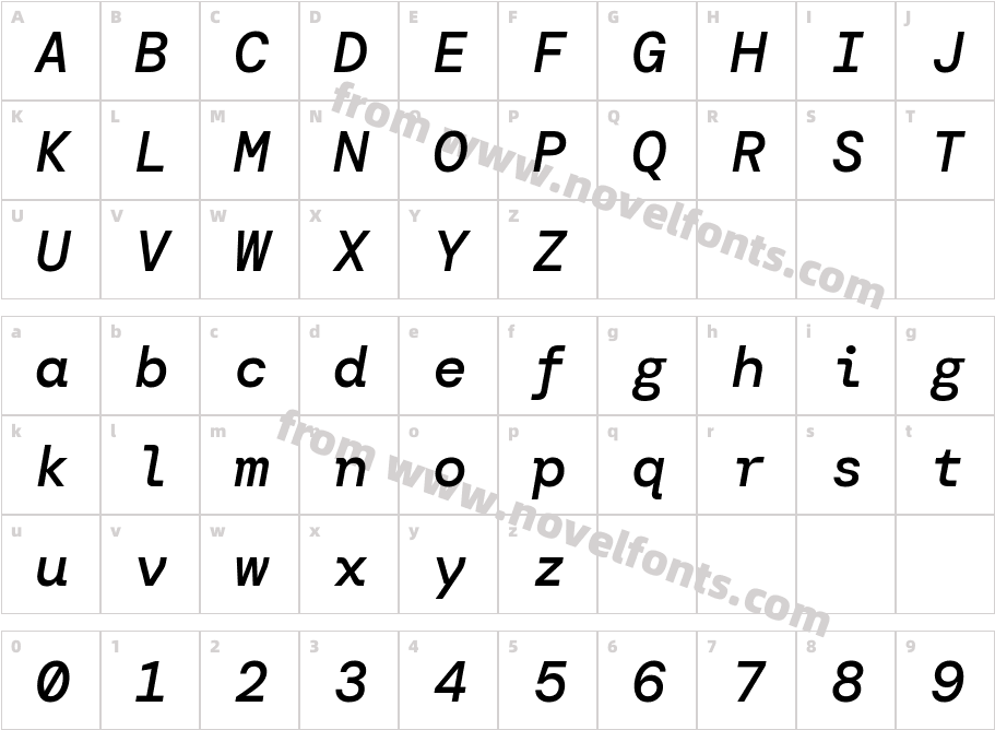 DM Mono Medium ItalicCharacter Map