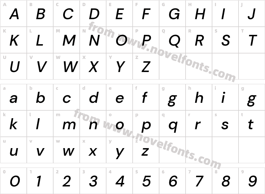 DM Sans Medium ItalicCharacter Map