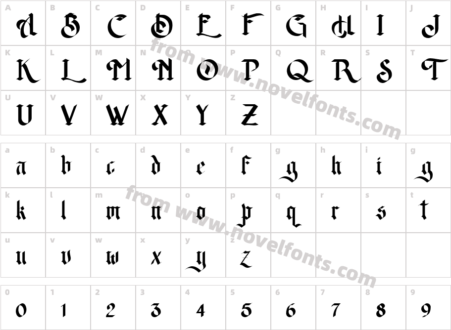 DO David Gothic RegularCharacter Map