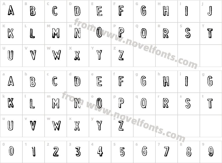 Cheapskate OutlineCharacter Map