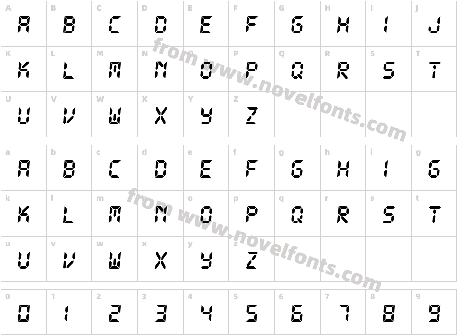 DS-Digital Bold ItalicCharacter Map