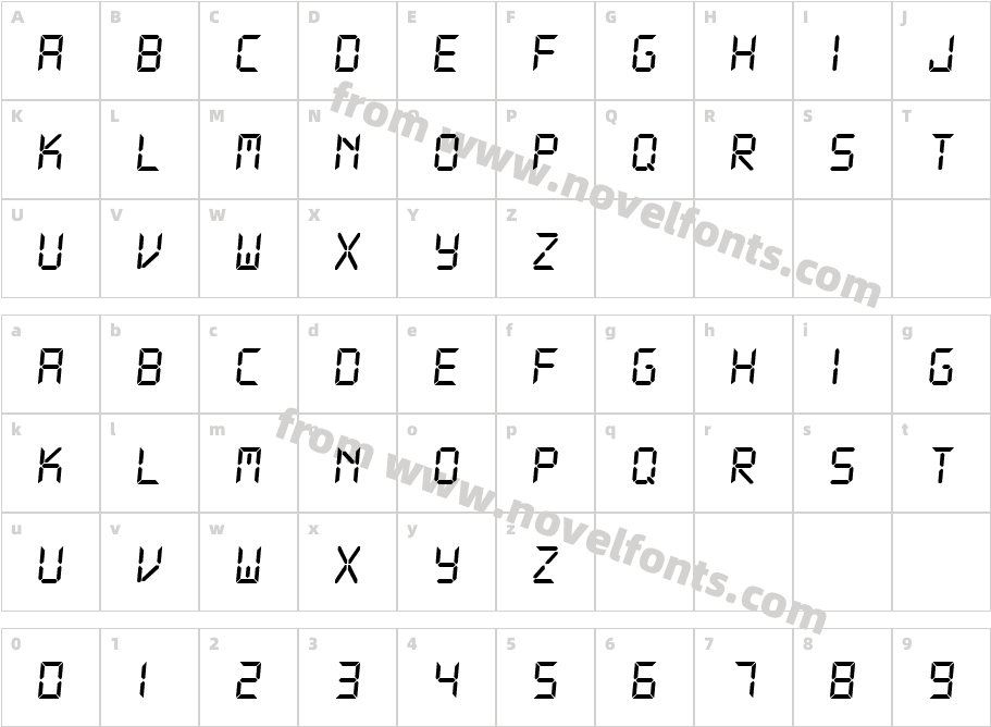 DS-Digital ItalicCharacter Map