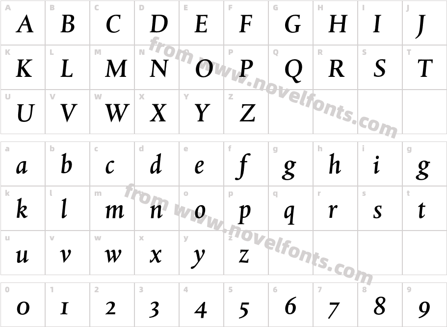 DTLAlbertinaST-MediumItalicCharacter Map