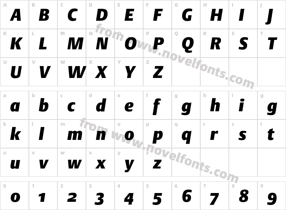 DTLArgoST-HeavyItalicCharacter Map