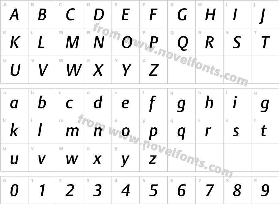 DTLArgoT-MediumItalicCharacter Map