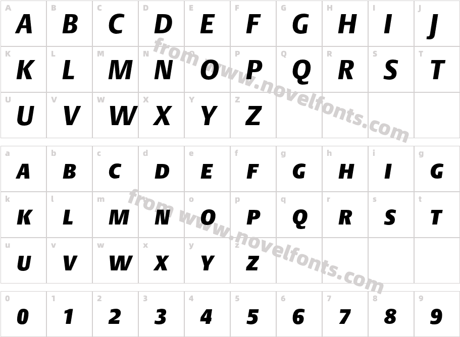 DTLArgoTCaps-BlackItalicCharacter Map