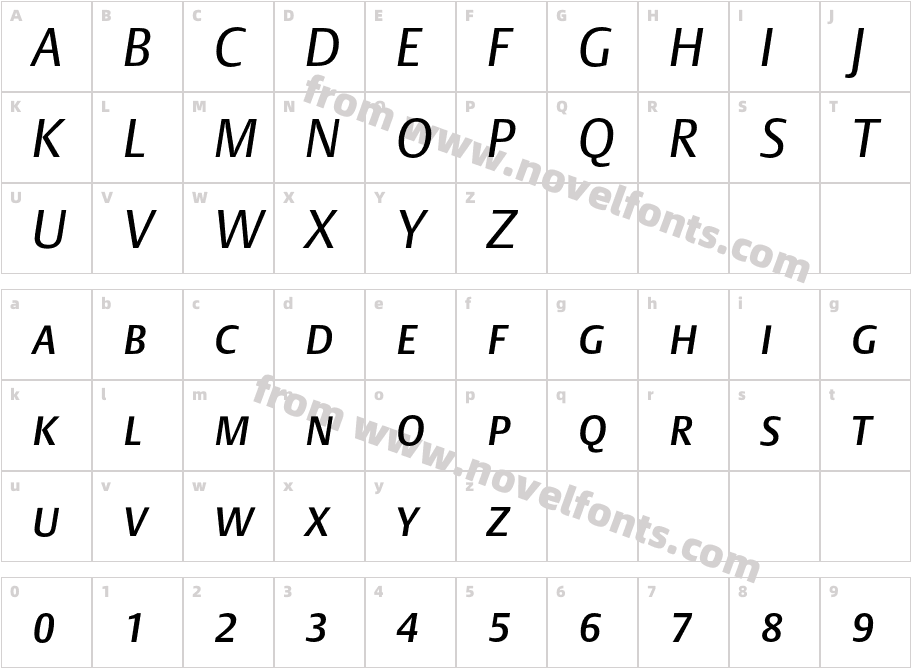 DTLArgoTCaps-ItalicCharacter Map