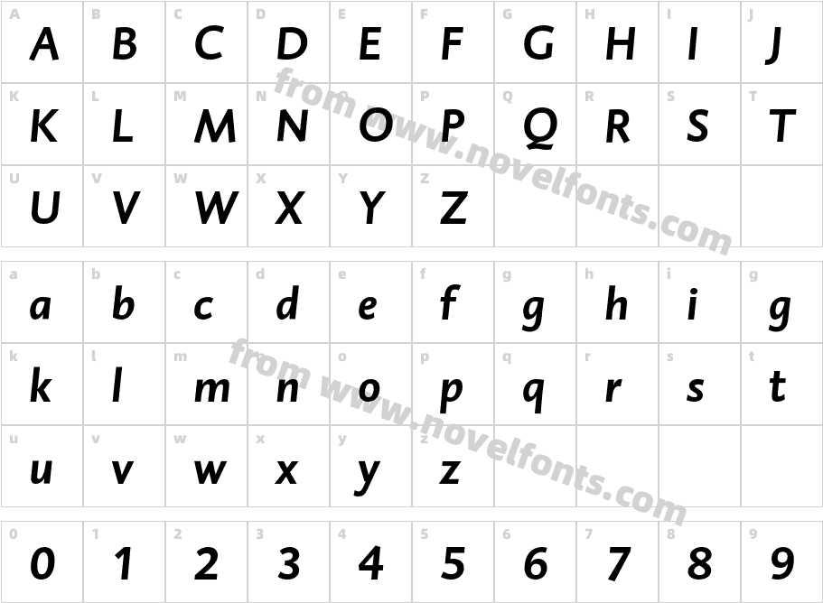 DTLCaspariT-BoldItalicCharacter Map