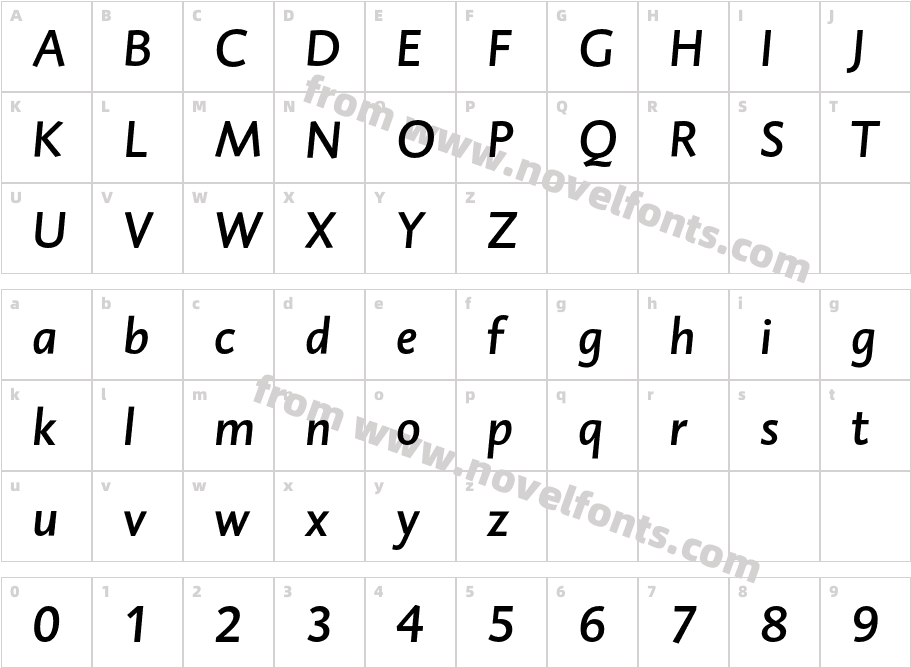 DTLCaspariT-MediumItalicCharacter Map