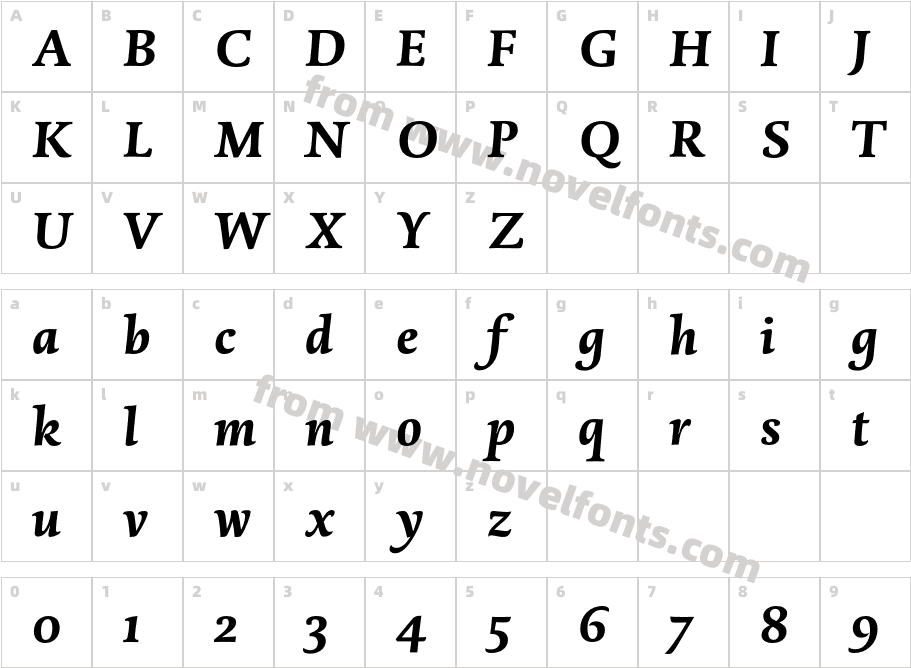 DTLDorianST-BoldItalicCharacter Map