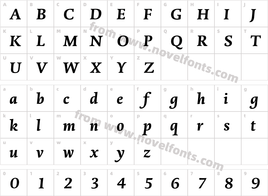 DTLDorianT-BoldItalicCharacter Map