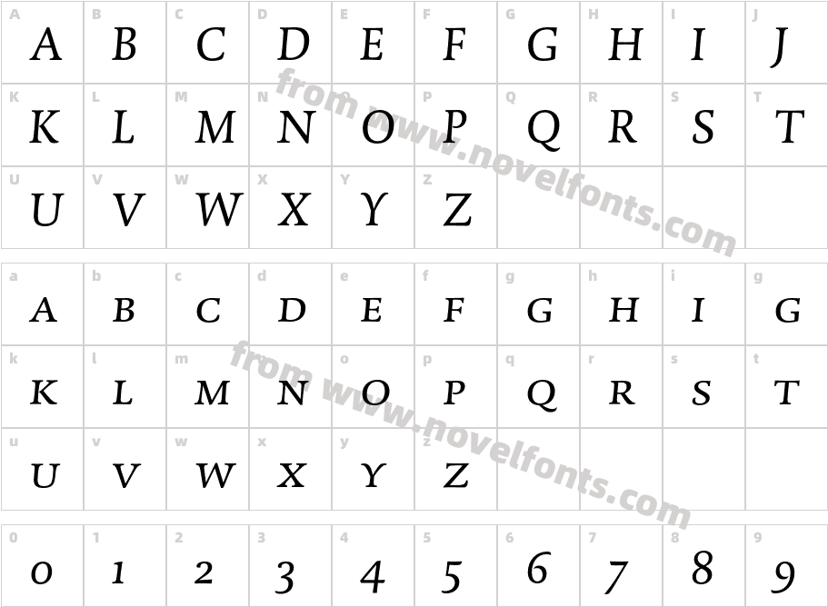 DTLDorianTCaps-ItalicCharacter Map