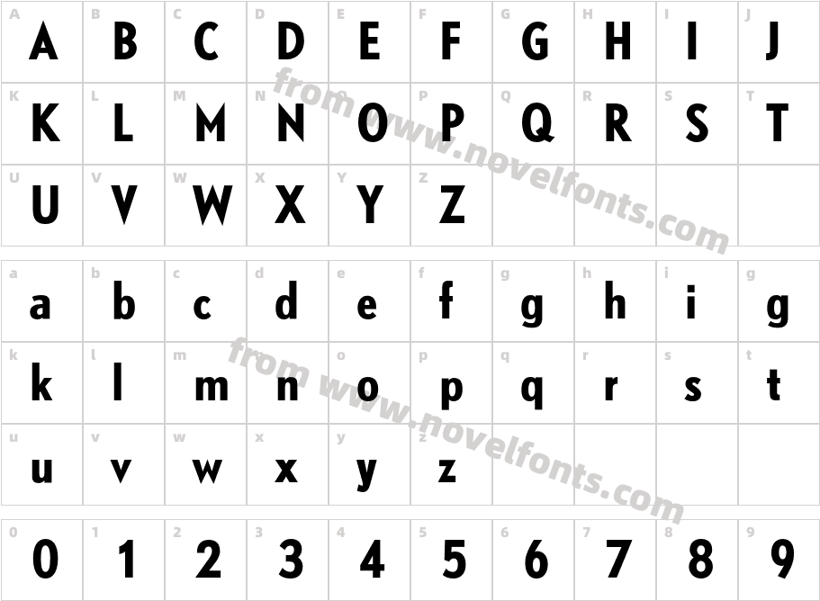 DTLNobelT-CondensedBoldCharacter Map