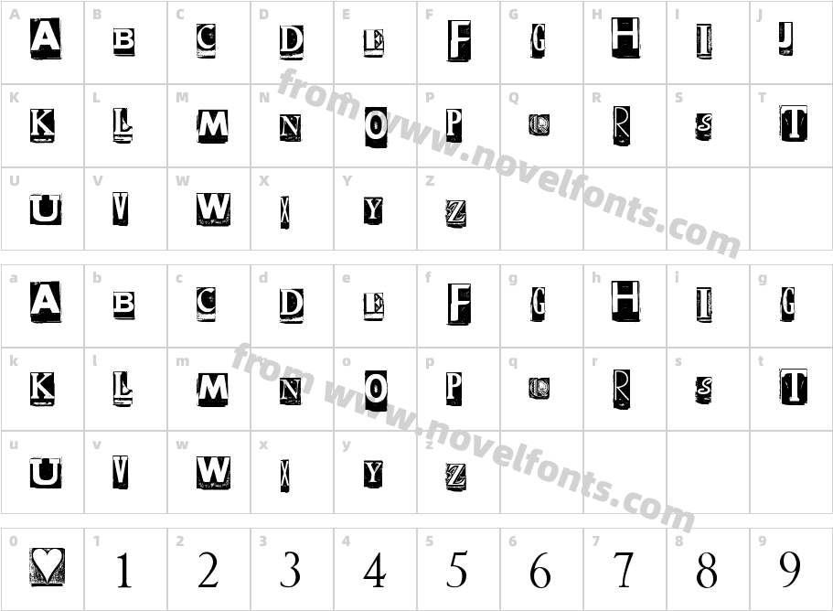 DZR INSCRIPTIONCharacter Map