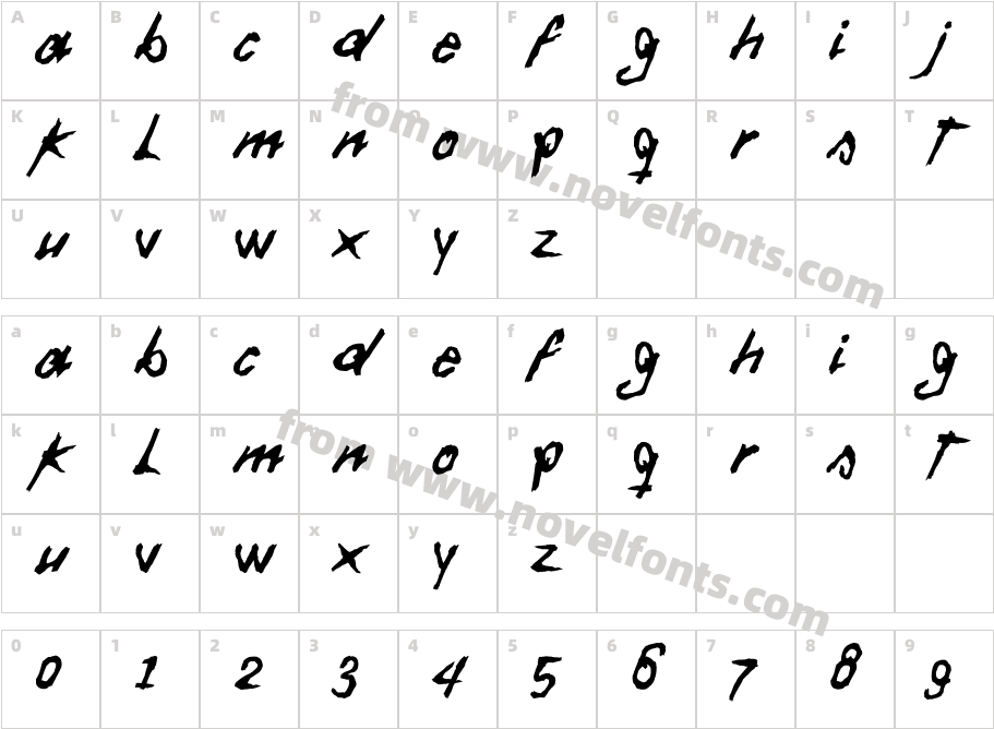 Daft FontCharacter Map