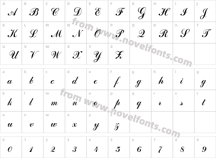 Dahling Script SSiCharacter Map