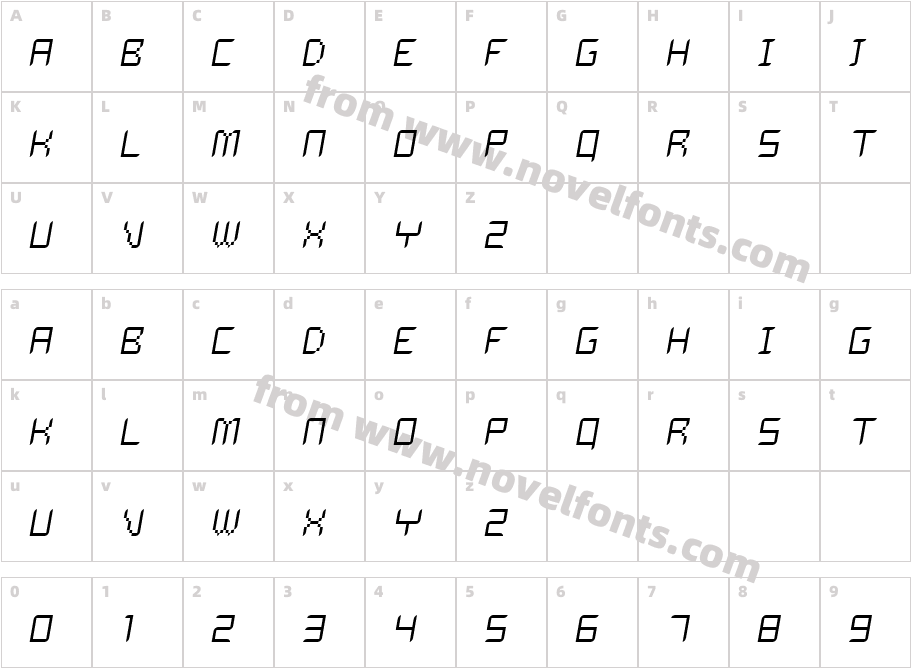 Dalila Light ObliqueCharacter Map