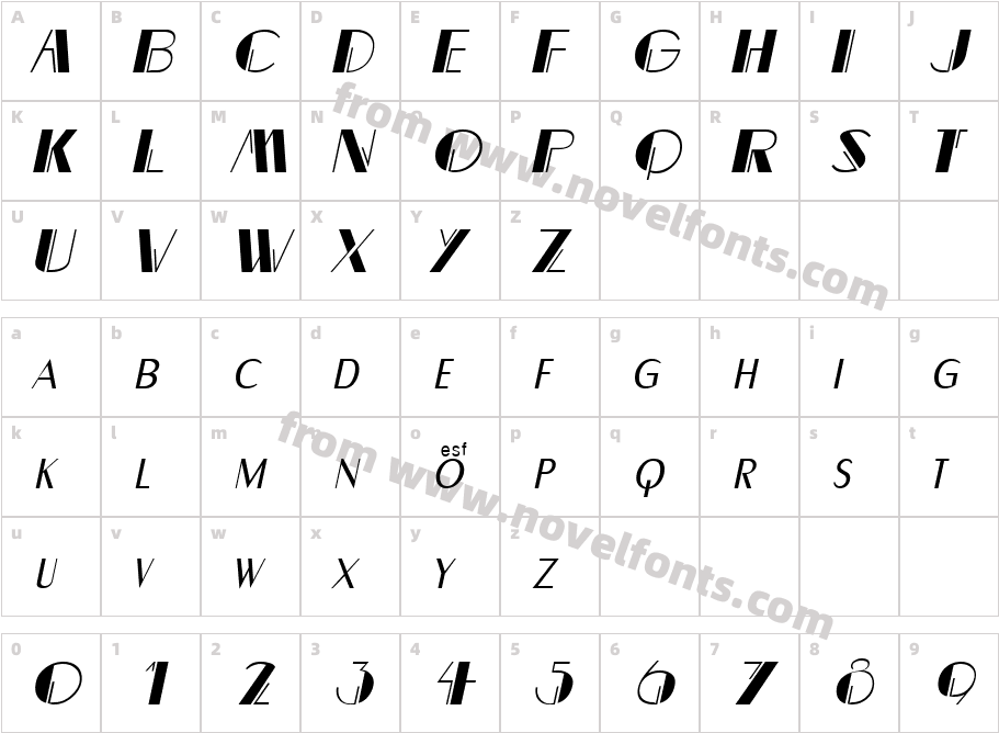 Dalith  ObliqueCharacter Map