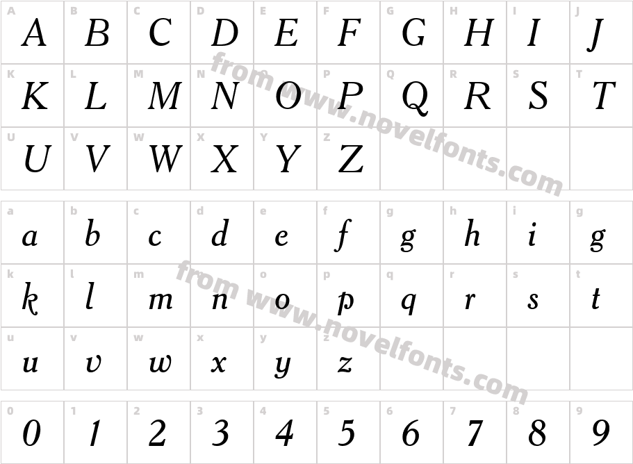 Cheltenham Italic BTCharacter Map