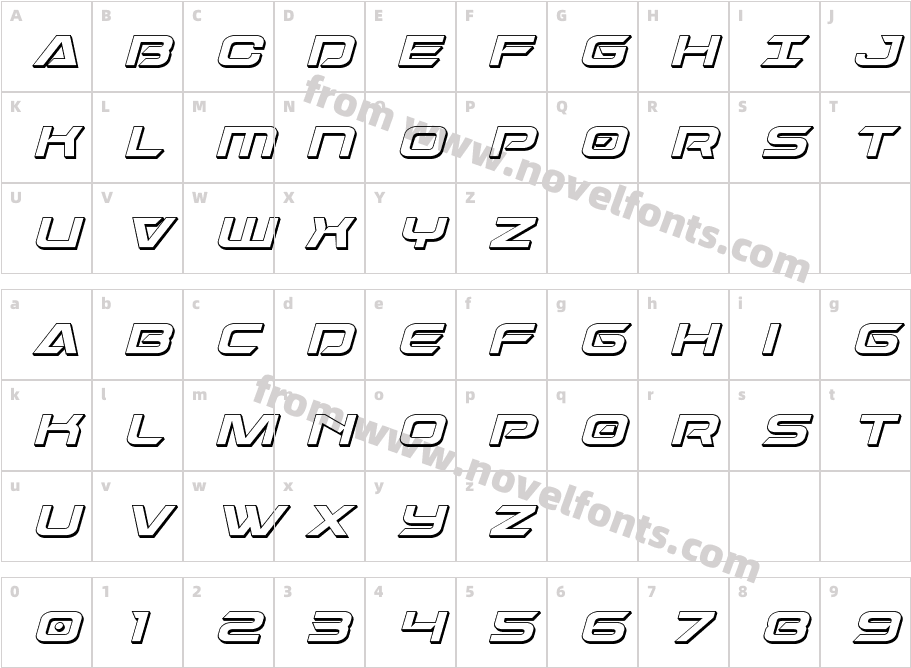 Dameron 3D ItalicCharacter Map