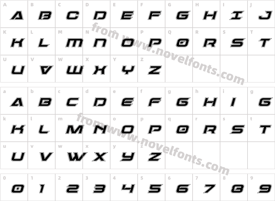 Dameron Academy ItalicCharacter Map