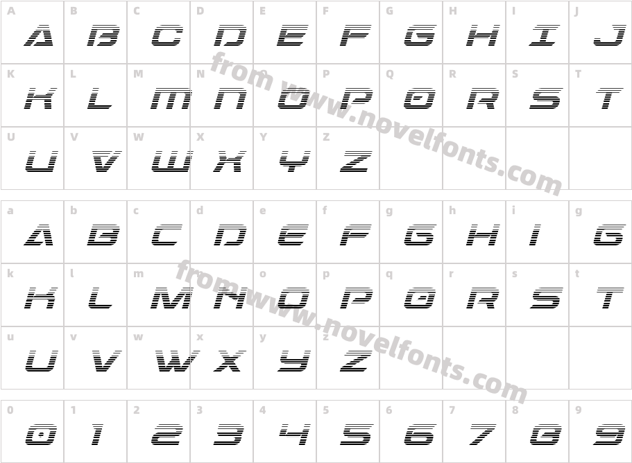 Dameron Gradient ItalicCharacter Map