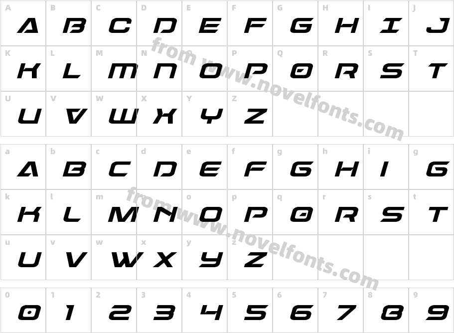 Dameron ItalicCharacter Map