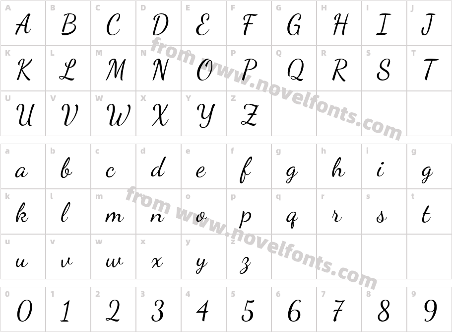 Dancing Script RegularCharacter Map