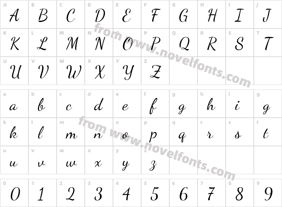 Dancing ScriptCharacter Map