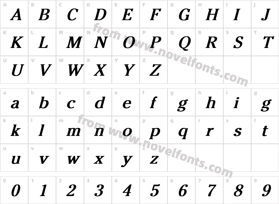 Cheltenham-Normal Bold ItalicCharacter Map