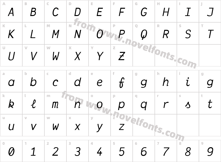 Dank Mono ItalicCharacter Map