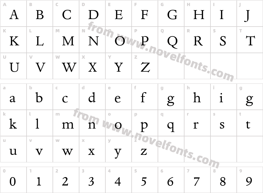 Dante MT RegularCharacter Map