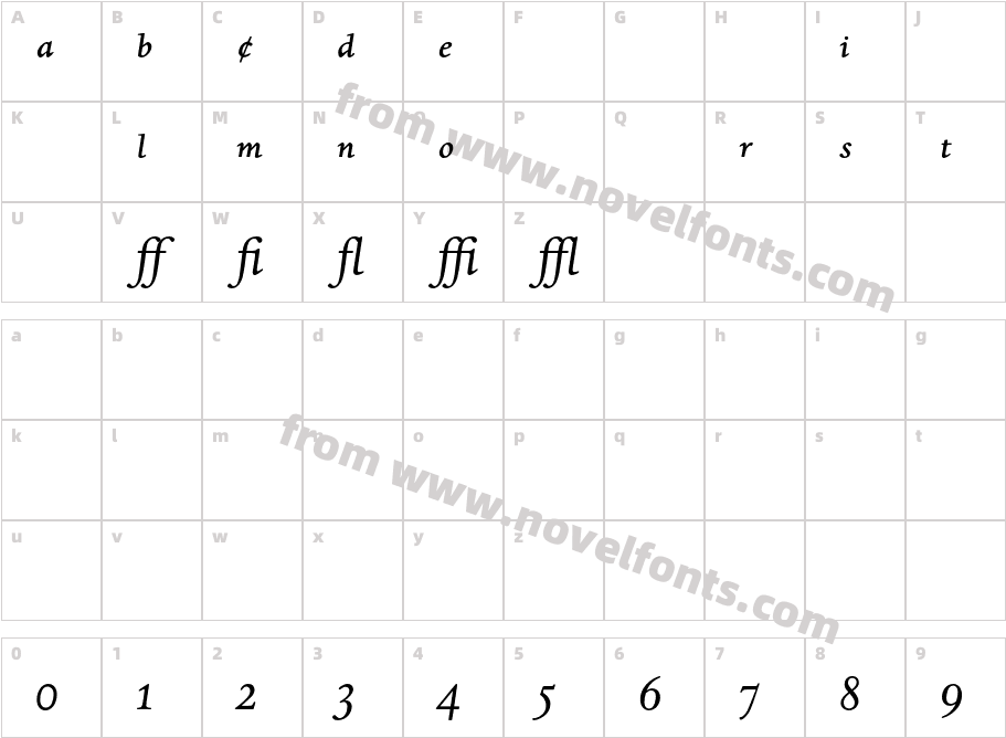 DanteMT-ItalicExpertCharacter Map