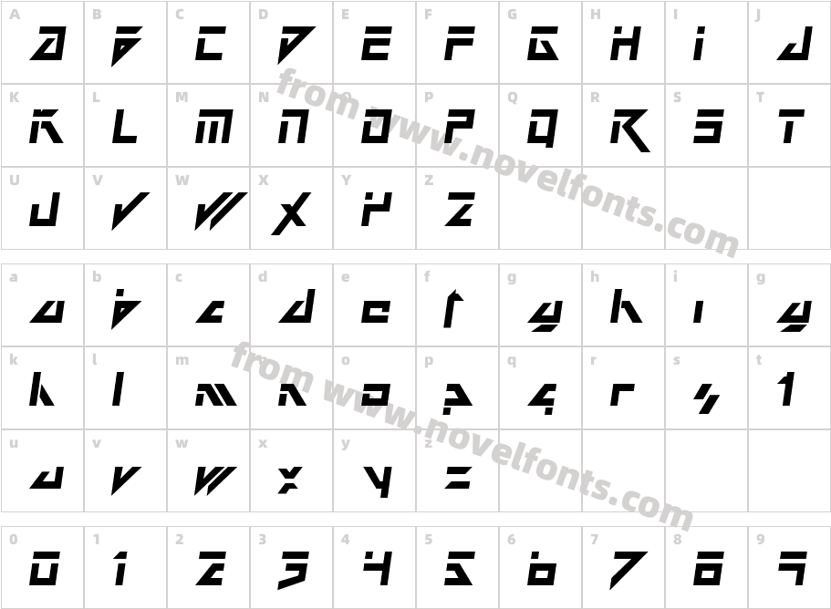 Dark Future ItalicCharacter Map