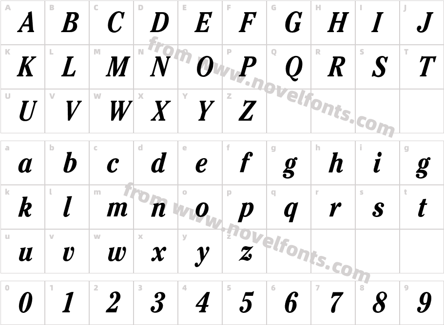 CheltenhamCondBoldItalicCharacter Map